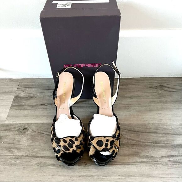 NIB BRUNO FRISONI ROGER VIVIER Animal/Pony Black patent Sandal Heels sz11 - Picture 6 of 17